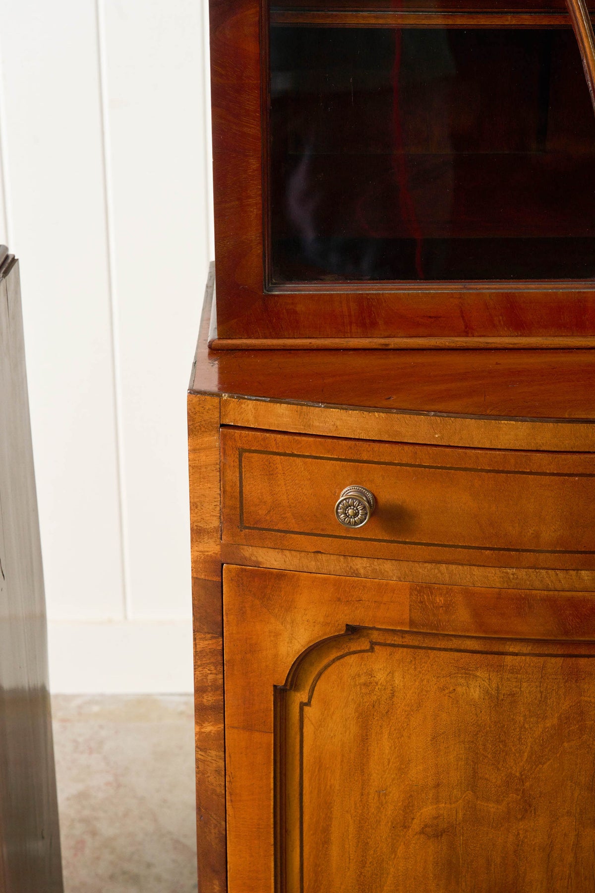 RARE PAIR of Edwardian English Mahogany Cabinets with Glass Front Toppers (c. 1900)