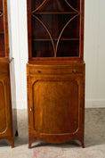 Load image into Gallery viewer, RARE PAIR of Edwardian English Mahogany Cabinets with Glass Front Toppers (c. 1900)
