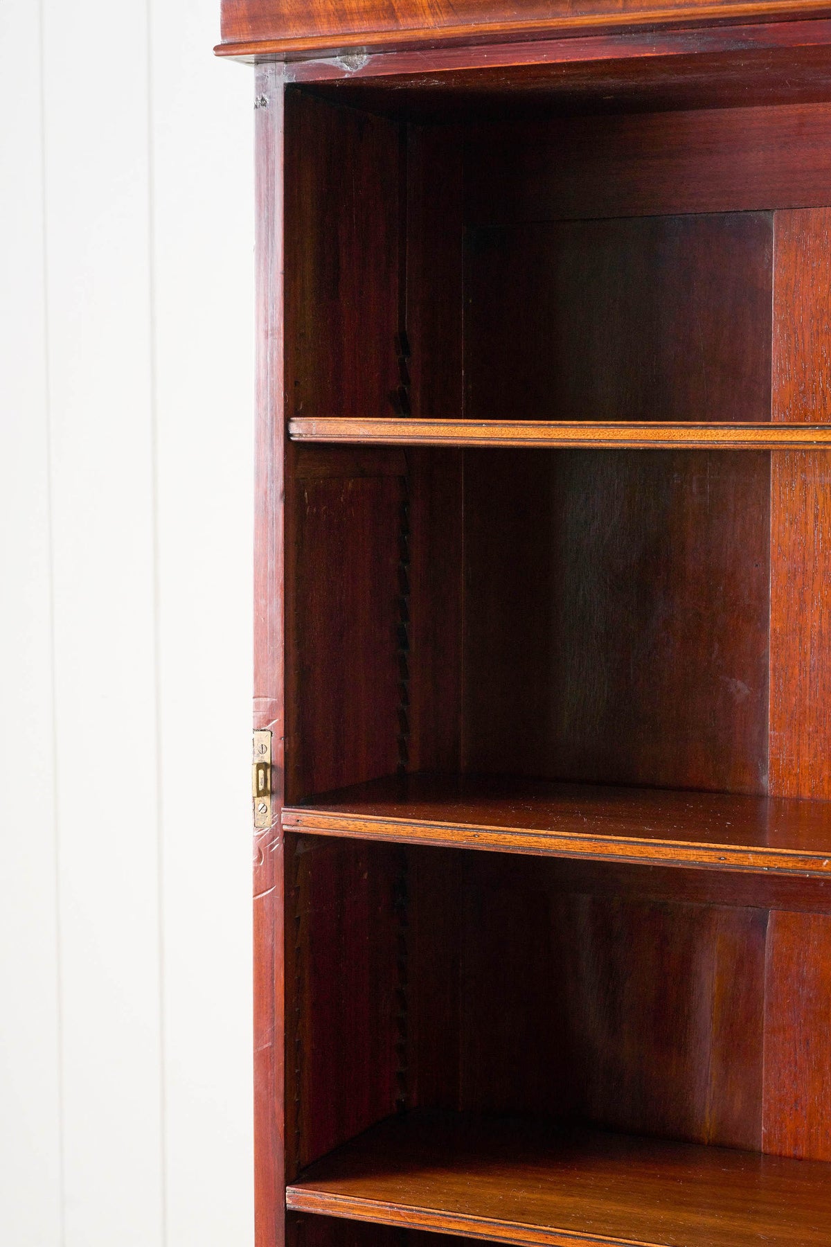 RARE PAIR of Edwardian English Mahogany Cabinets with Glass Front Toppers (c. 1900)