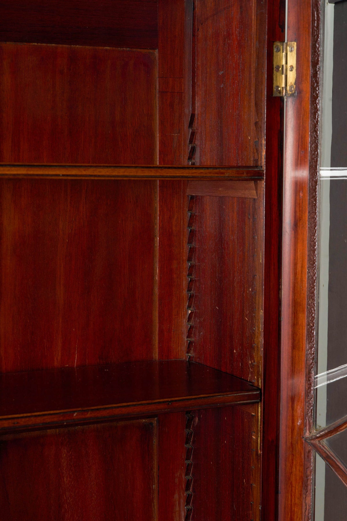 RARE PAIR of Edwardian English Mahogany Cabinets with Glass Front Toppers (c. 1900)