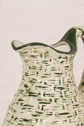 Load image into Gallery viewer, Hand Painted Green + Cream Ceramic Basketweave Pitcher
