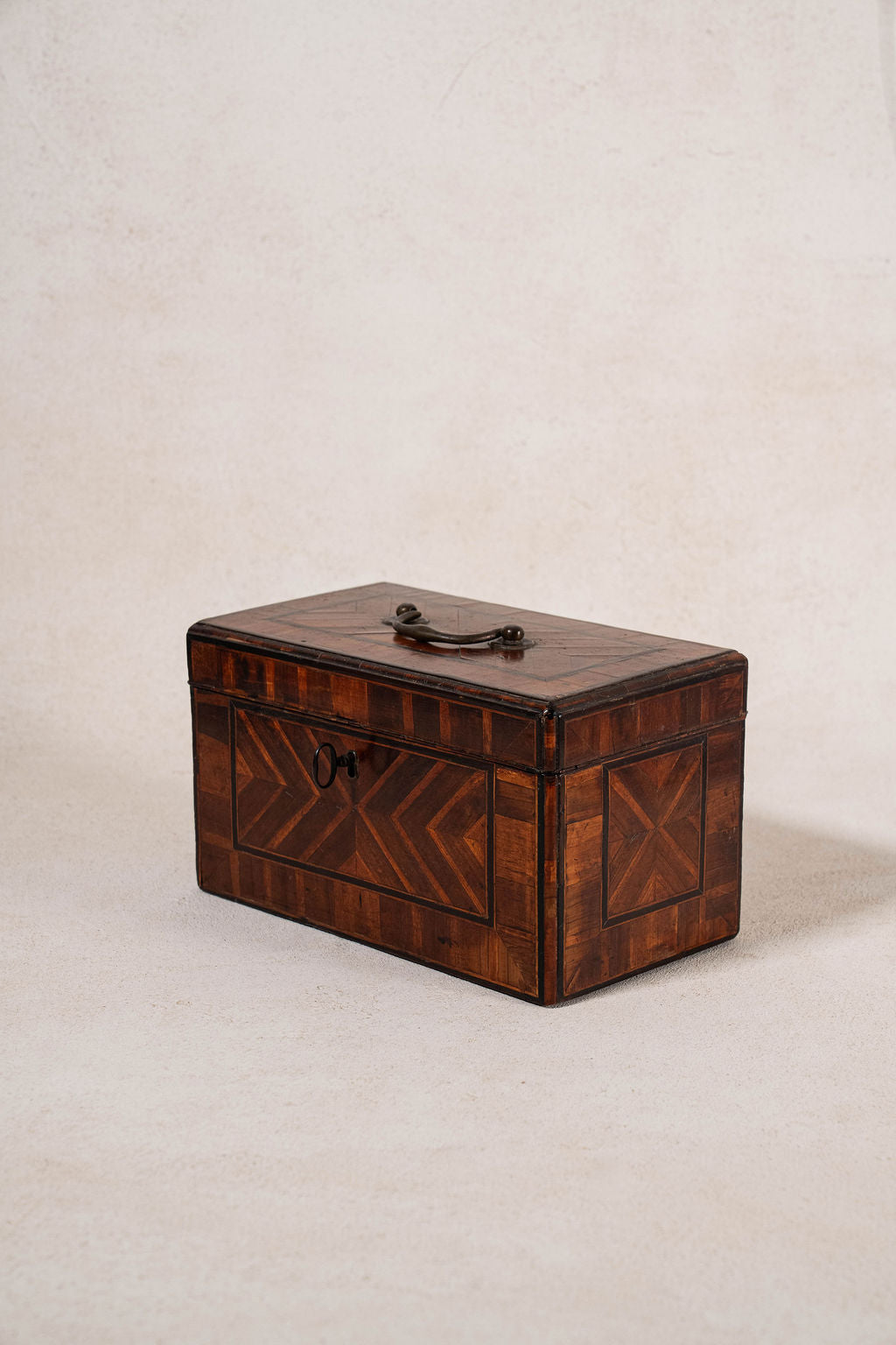 18th Century Inlaid Tea Caddy with Handle (c. 1760) | Complete with Original Fittings + Working Key