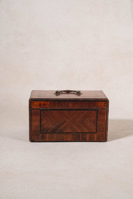 18th Century Inlaid Tea Caddy with Handle (c. 1760) | Complete with Original Fittings + Working Key
