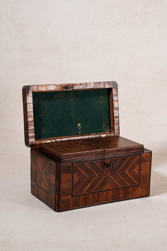 18th Century Inlaid Tea Caddy with Handle (c. 1760) | Complete with Original Fittings + Working Key