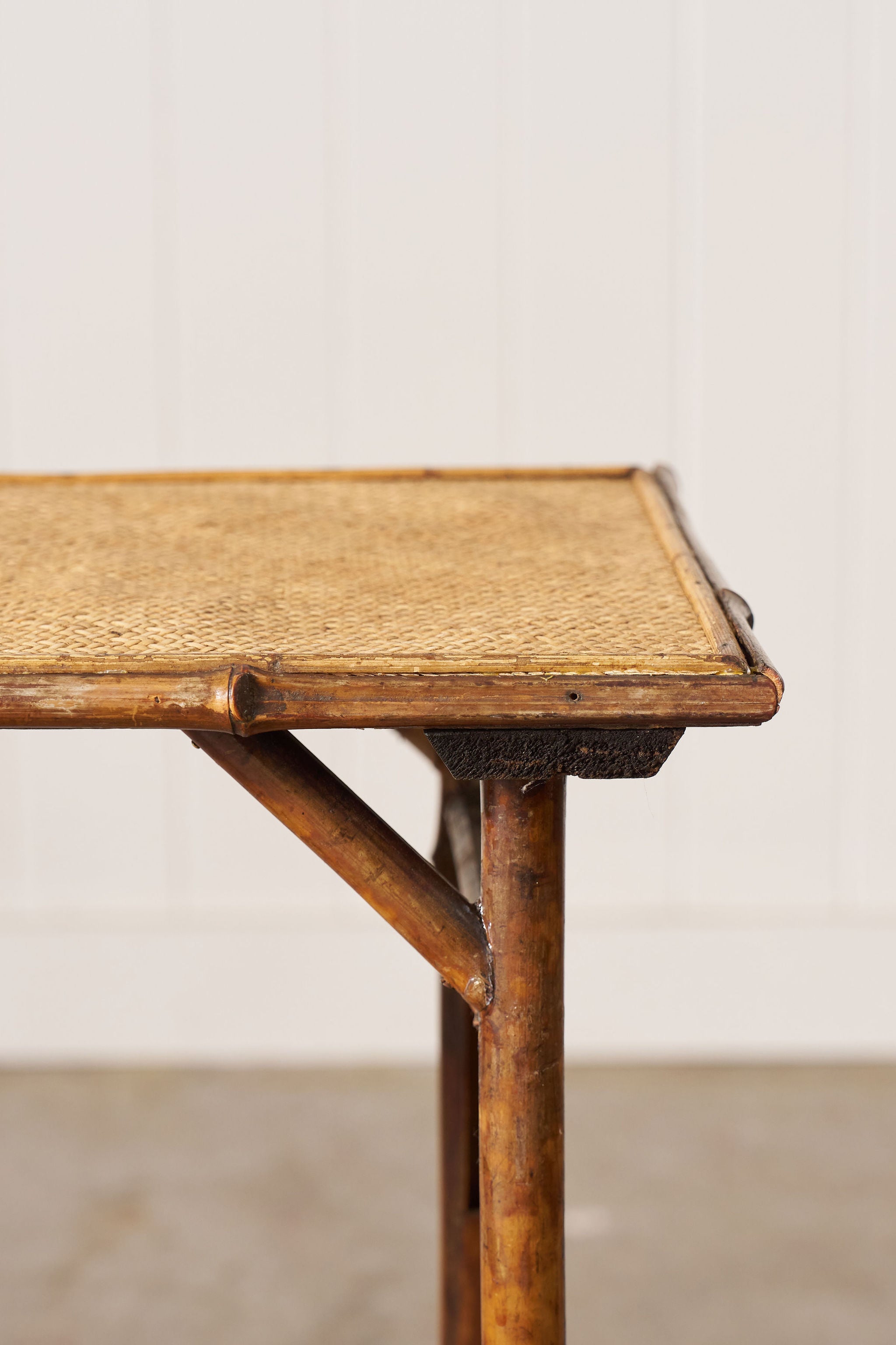 19th Century Tiger Bamboo Rectangular Side Table
