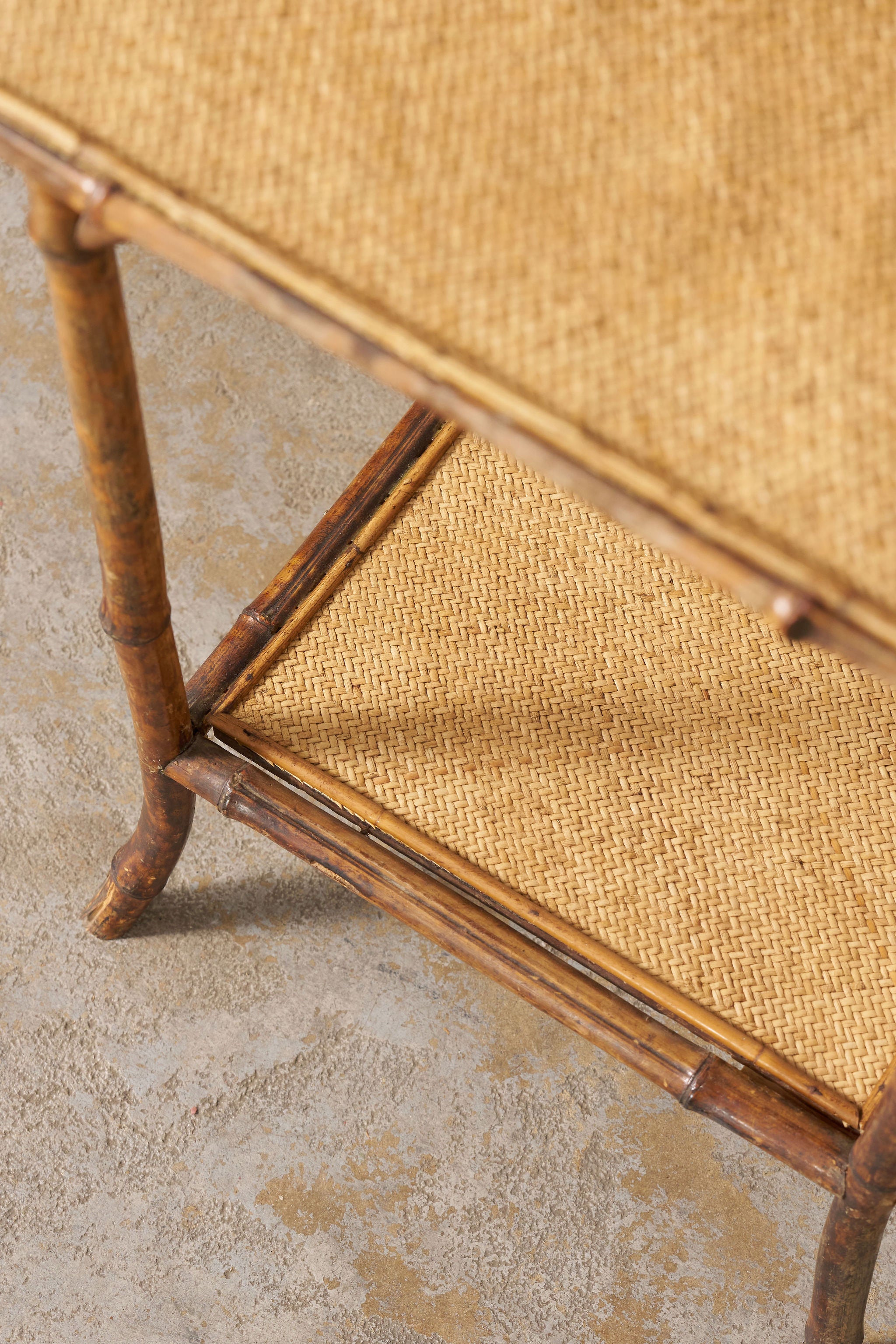 19th Century Tiger Bamboo Rectangular Side Table