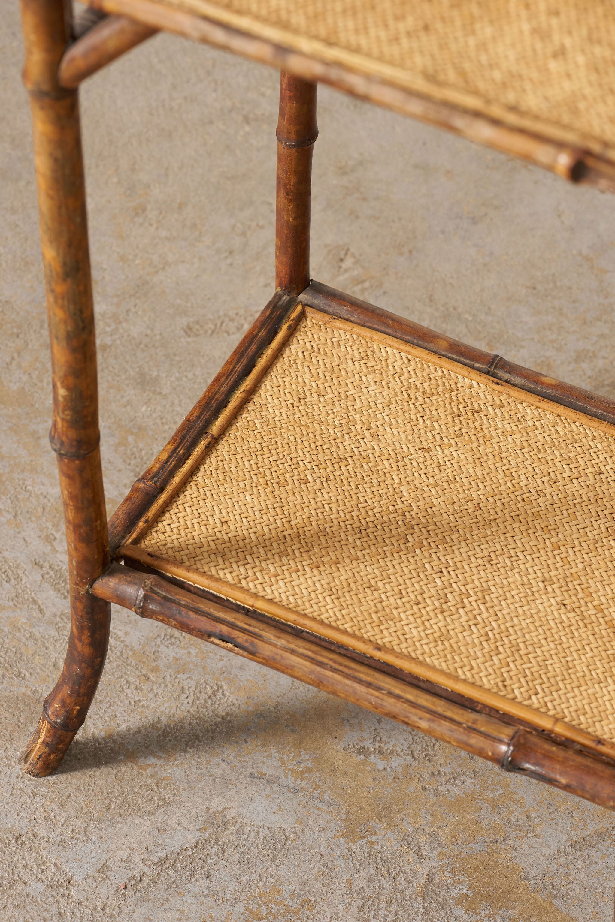 19th Century Tiger Bamboo Rectangular Side Table
