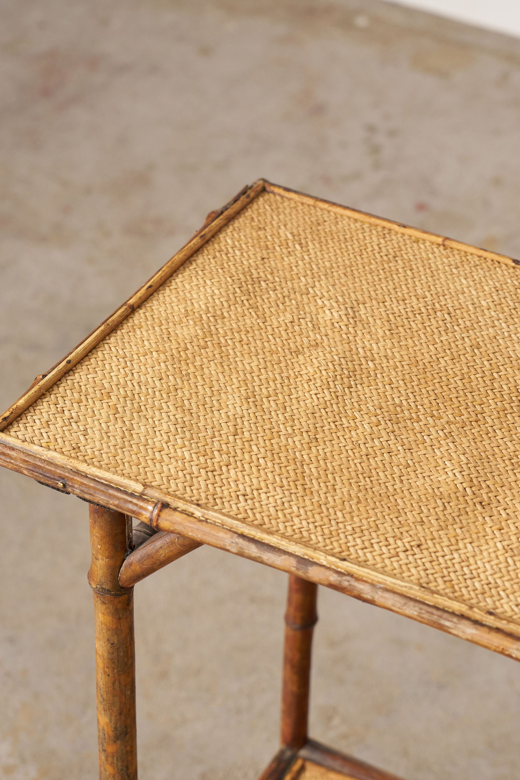 19th Century Tiger Bamboo Rectangular Side Table