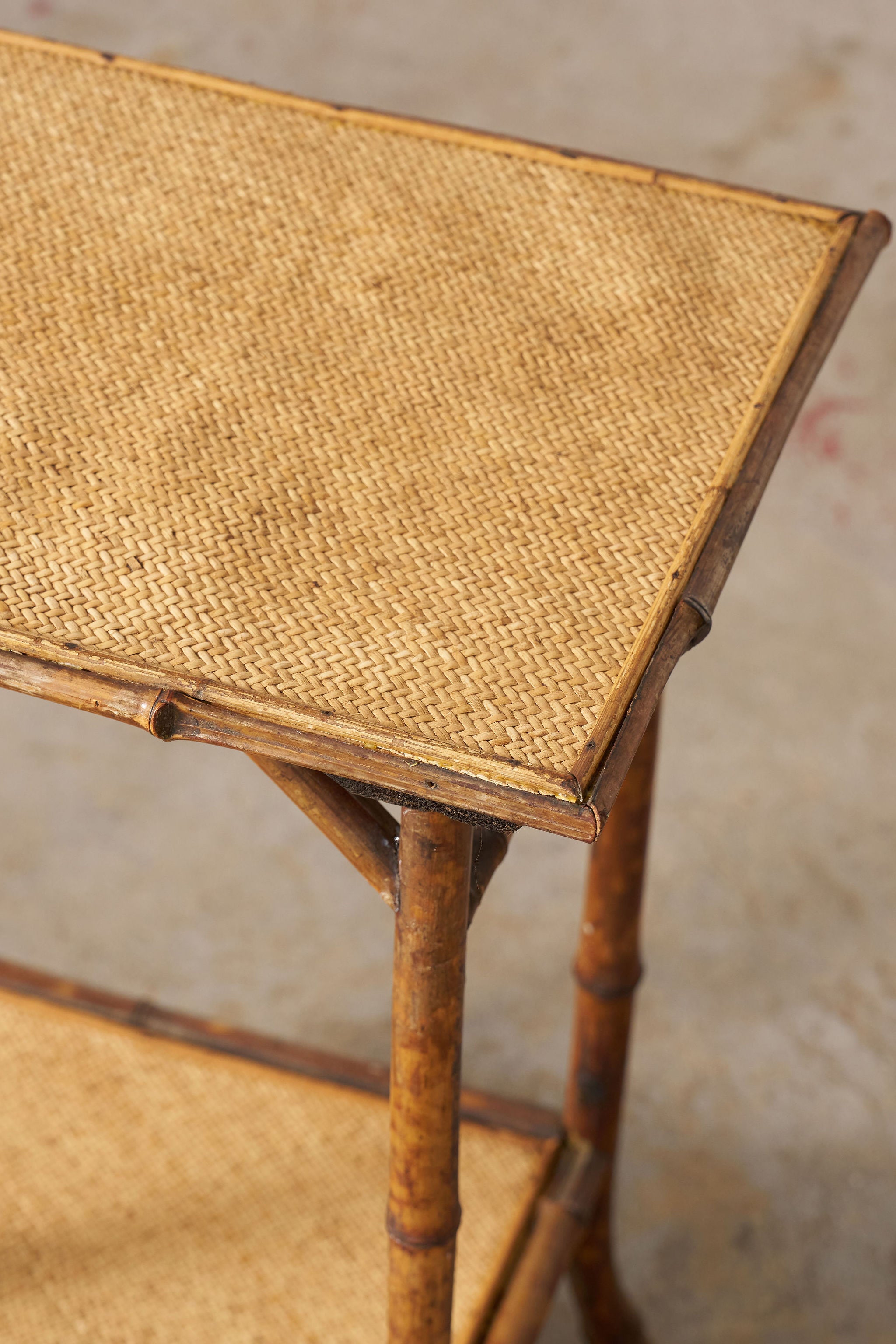 19th Century Tiger Bamboo Rectangular Side Table