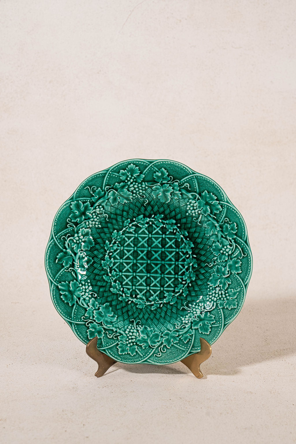 Antique Wedgwood Majolica Green Grape & Vine Plate