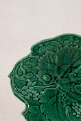 Load image into Gallery viewer, Antique Wedgwood Green Majolica Strawberry Leaf Plate
