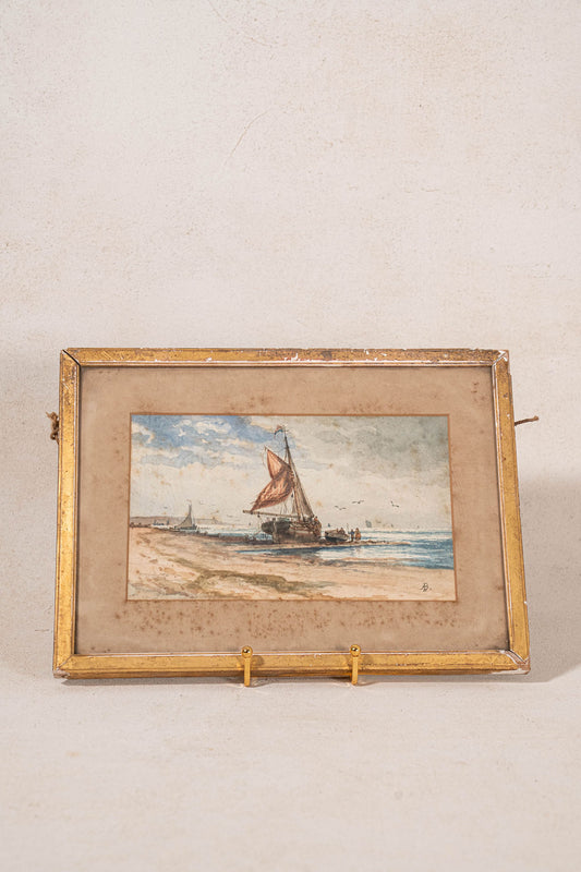 Antique French Original Watercolor attributed to Auguste Ballin (c. 1842-1885)