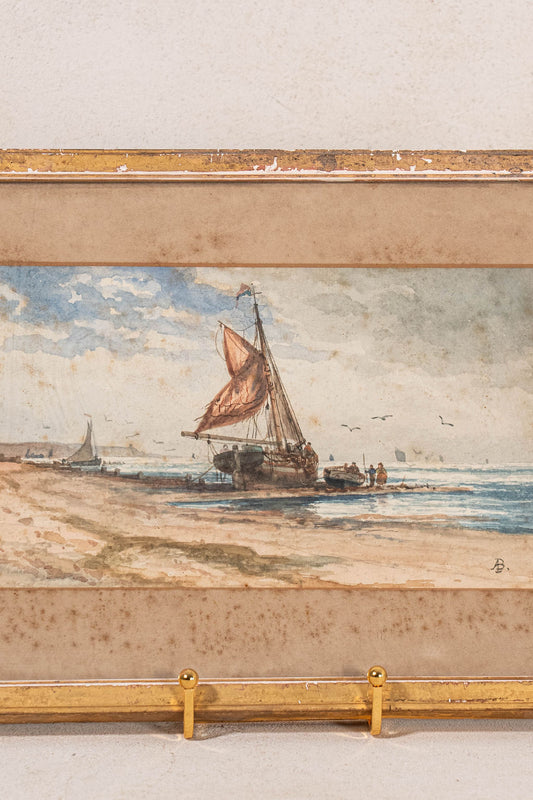 Antique French Original Watercolor attributed to Auguste Ballin (c. 1842-1885)
