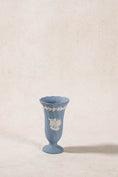 Load image into Gallery viewer, PAIR Blue Jasperware Bud Vases with Floral Motif
