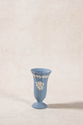 Load image into Gallery viewer, PAIR Blue Jasperware Bud Vases with Floral Motif
