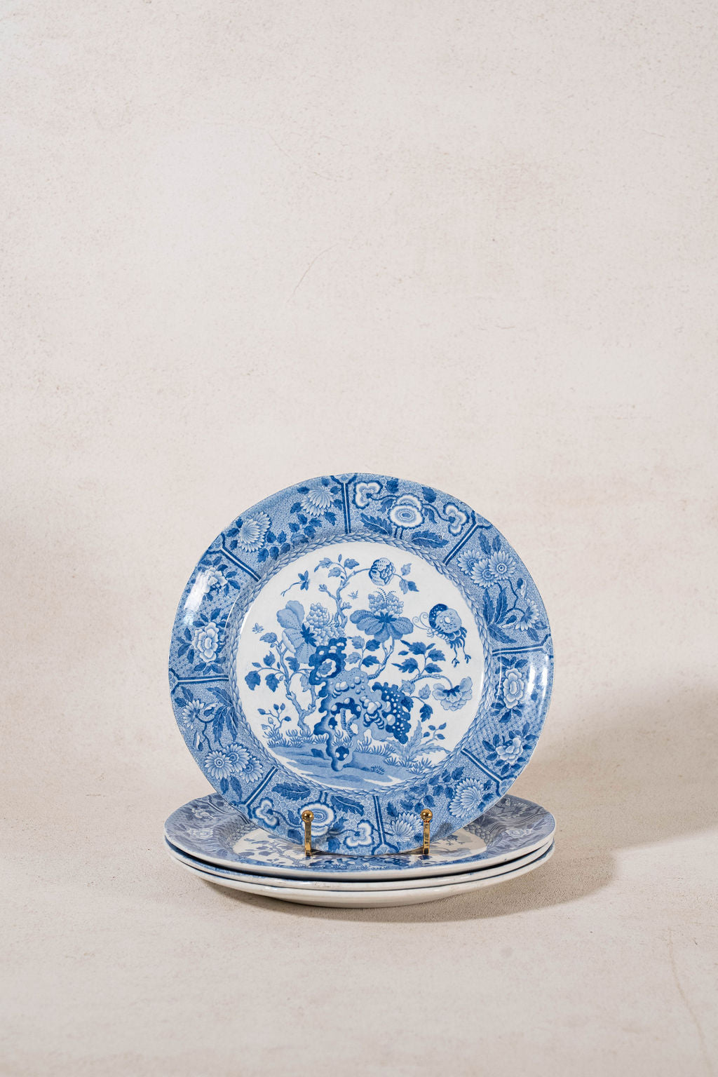 SET of 4 | Spode Blue + White India Plates (c. 1784)