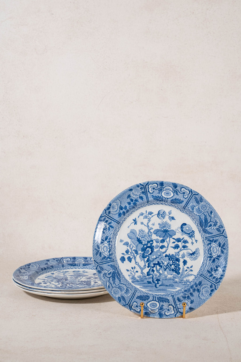 SET of 4 | Spode Blue + White India Plates (c. 1784)