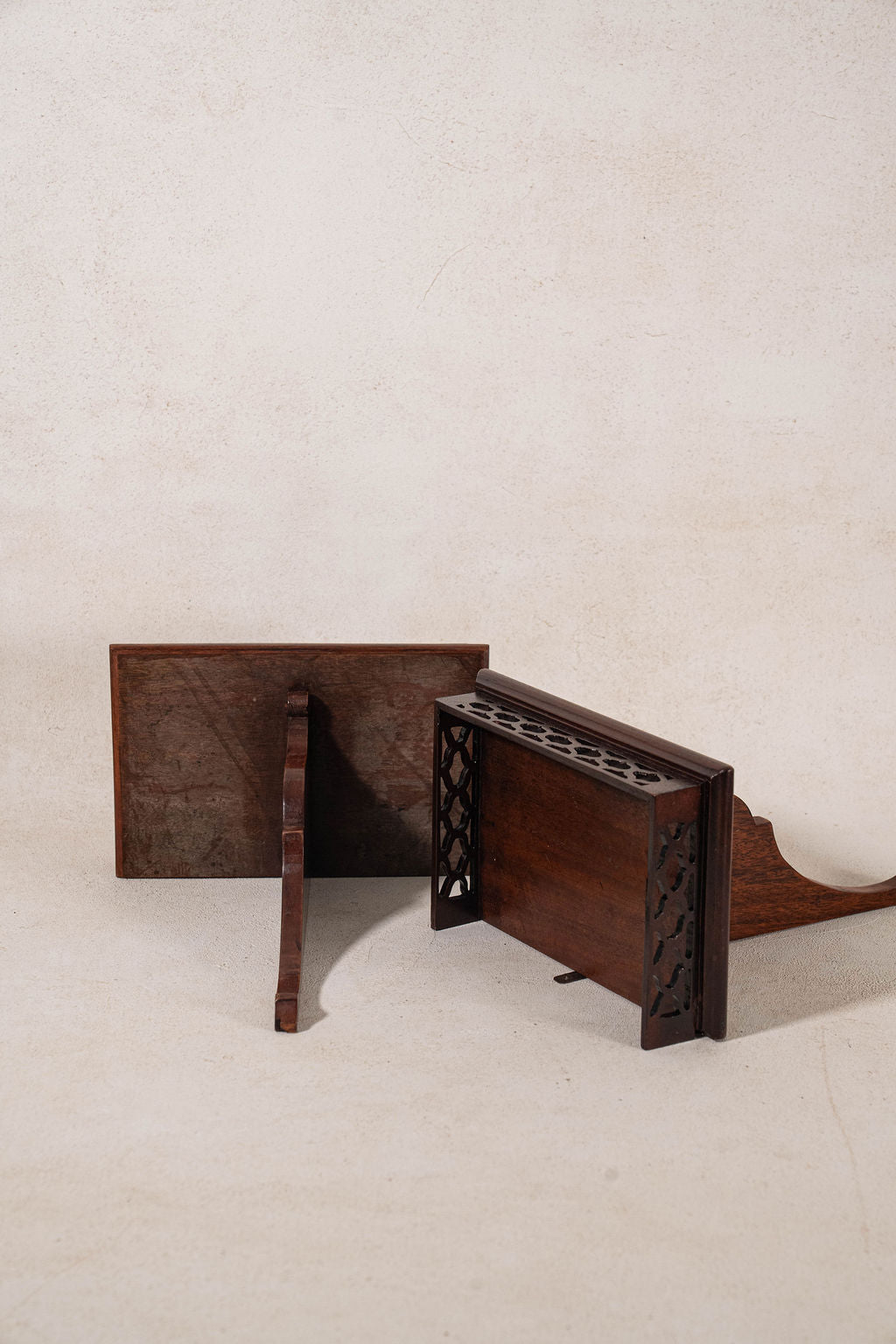 PAIR English Mahogany Wall Brackets with Carved Shelf