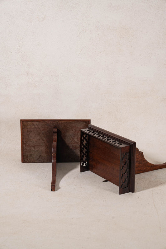 PAIR English Mahogany Wall Brackets with Carved Shelf