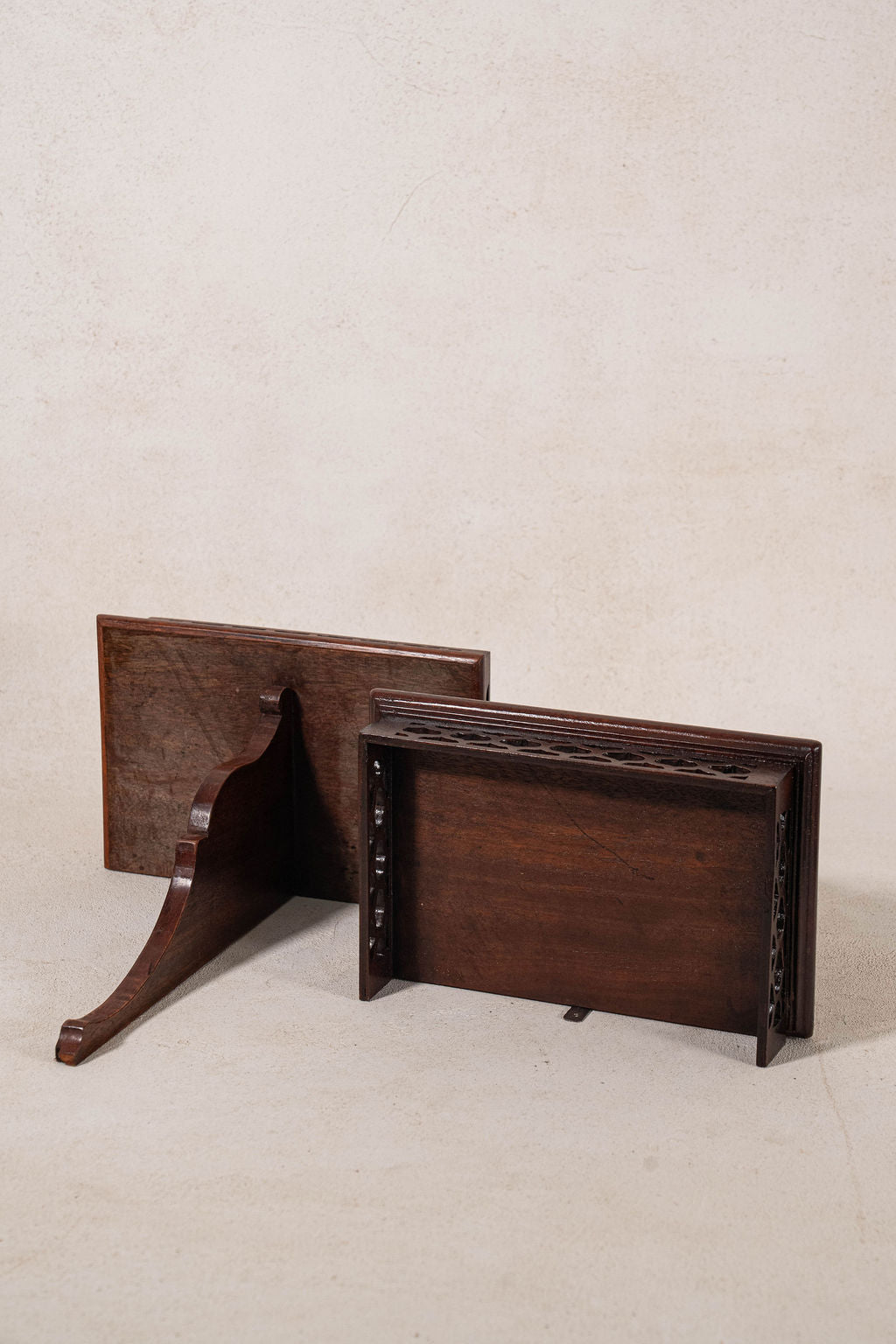 PAIR English Mahogany Wall Brackets with Carved Shelf