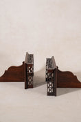 Load image into Gallery viewer, PAIR English Mahogany Wall Brackets with Carved Shelf
