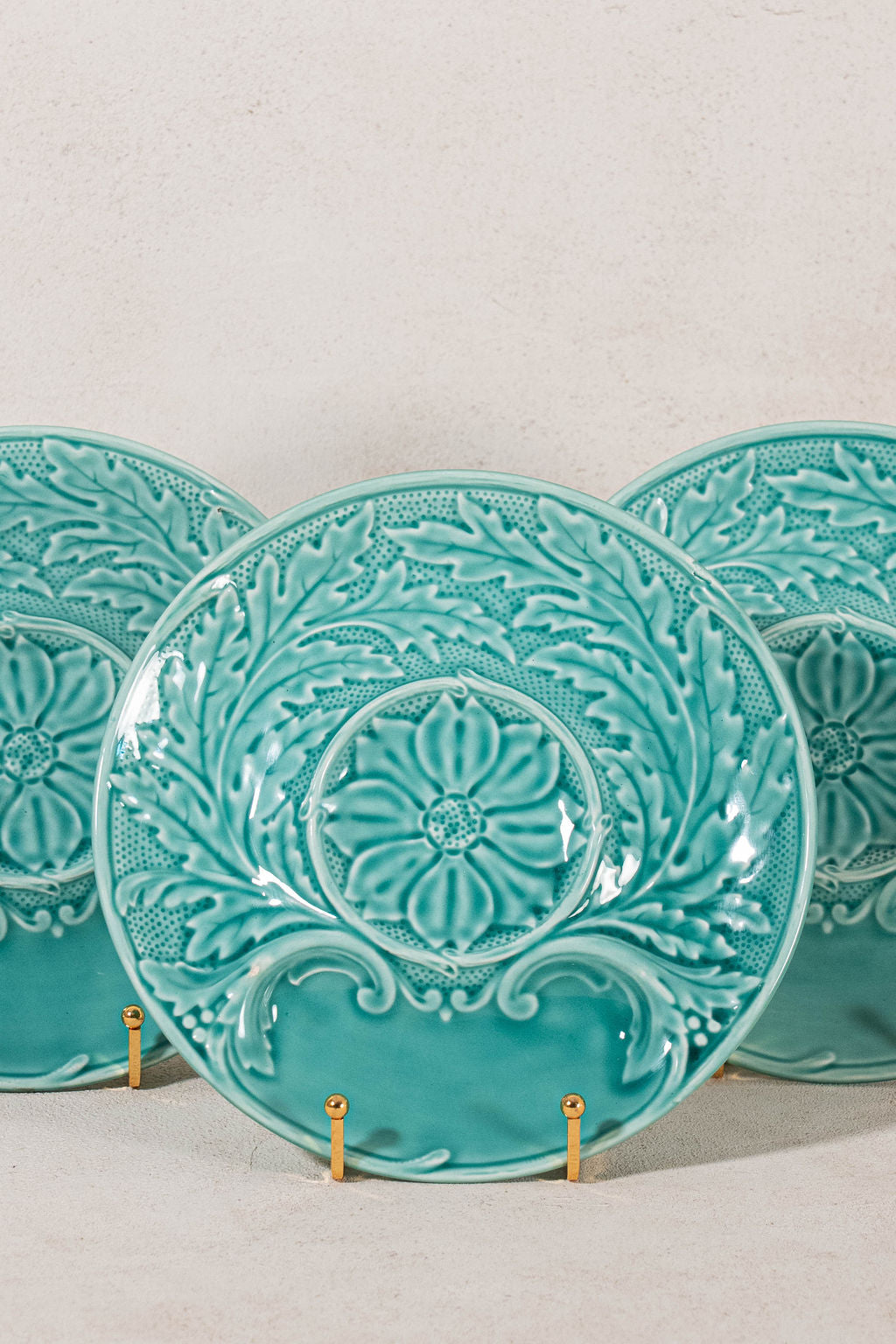 Vintage French Majolica Seafoam Artichoke Plate