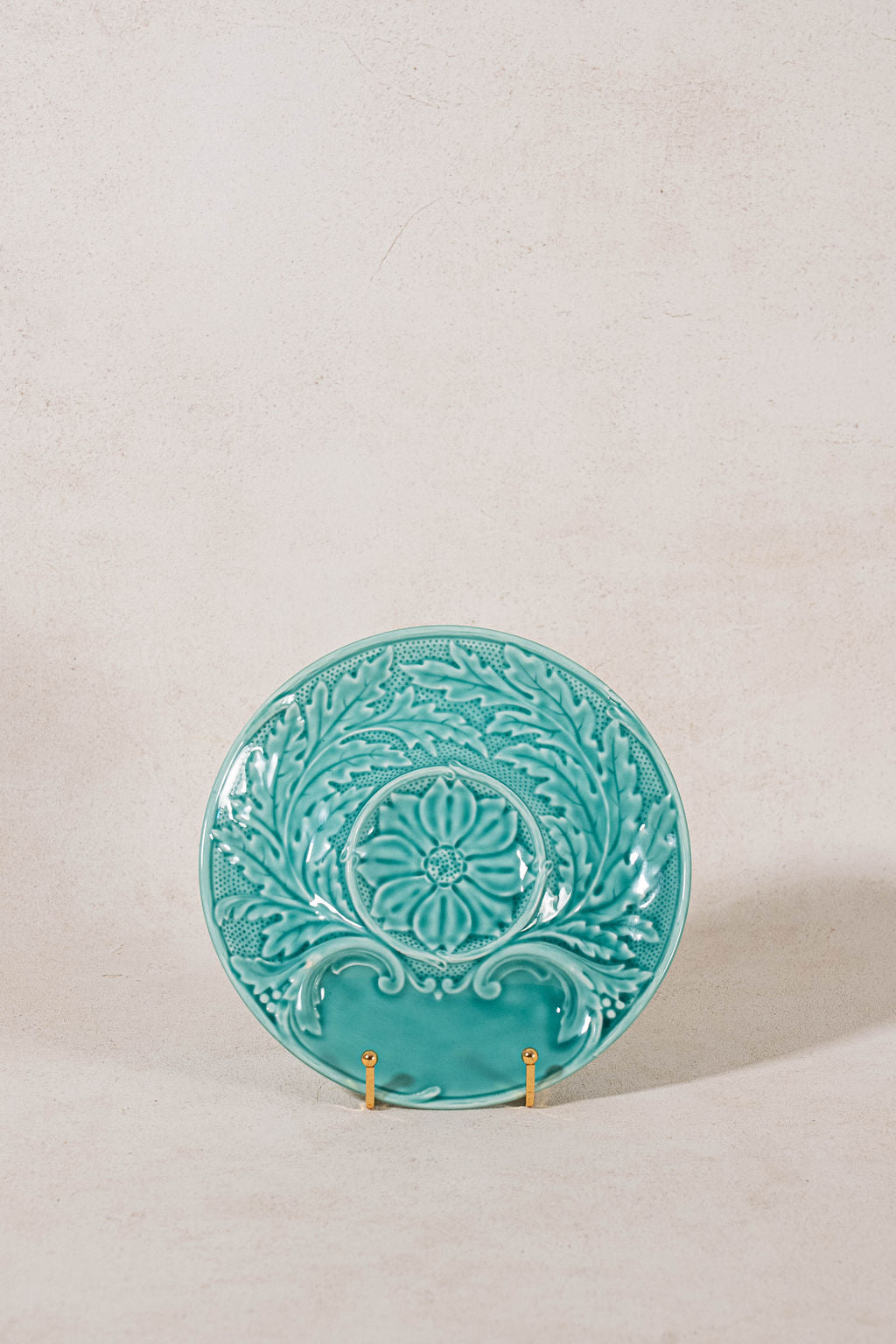 Vintage French Majolica Seafoam Artichoke Plate