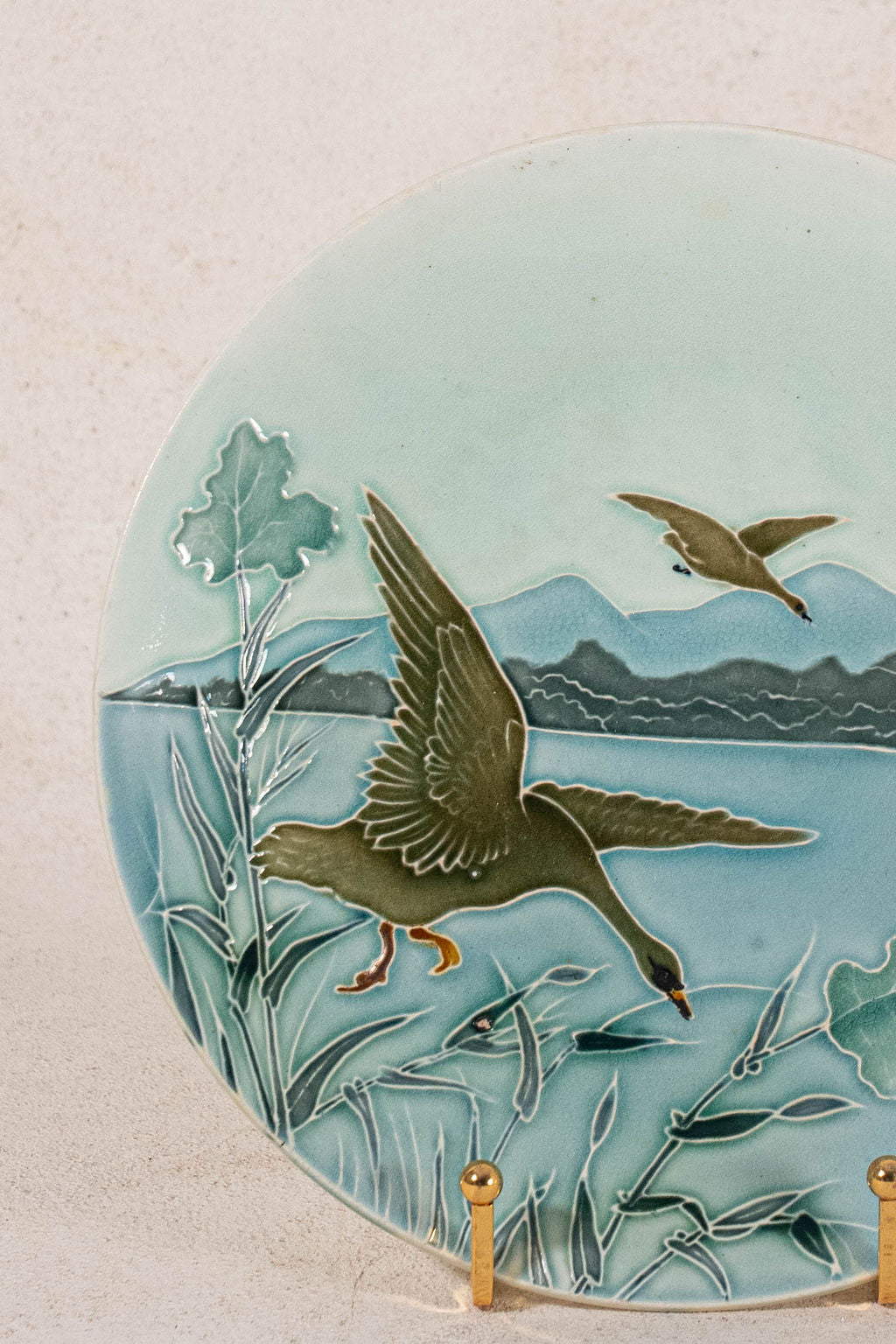 Antique Italian Richard Ginori Majolica Bird Plate