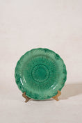 Load image into Gallery viewer, Antique Wedgwood Green Majolica Sunflower Plate | Paler Glazing in Color
