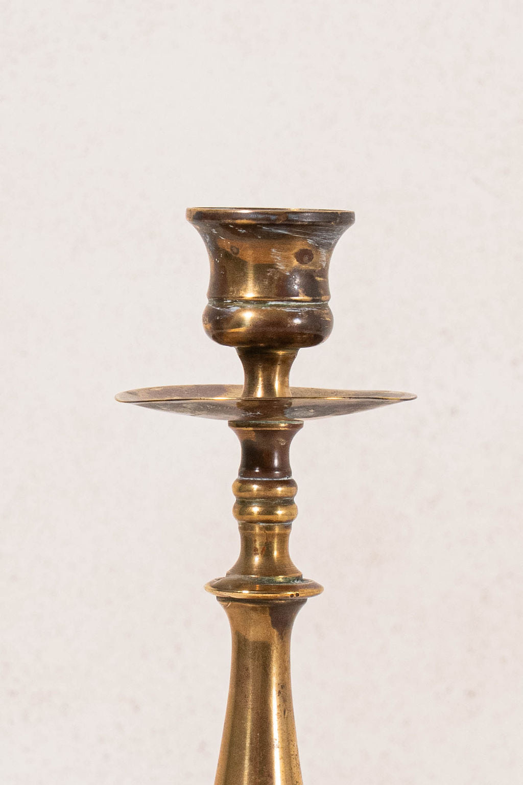 PAIR | Antique English Brass Footed Candlesticks