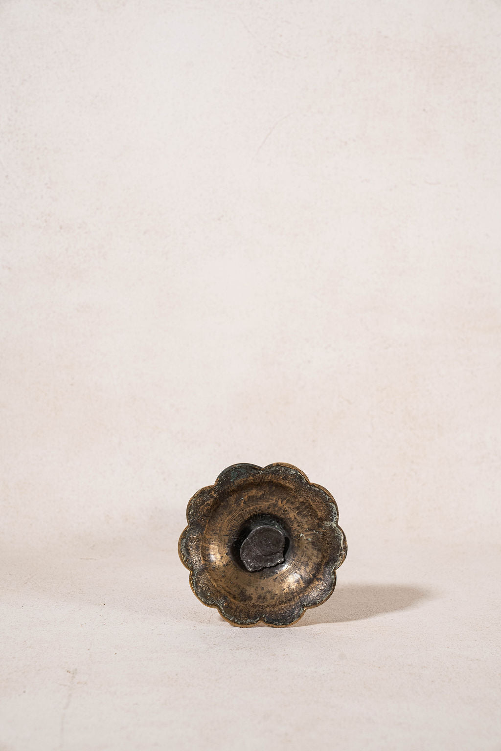 18th Century Antique English Brass Petal Base Candlestick (SINGLE)
