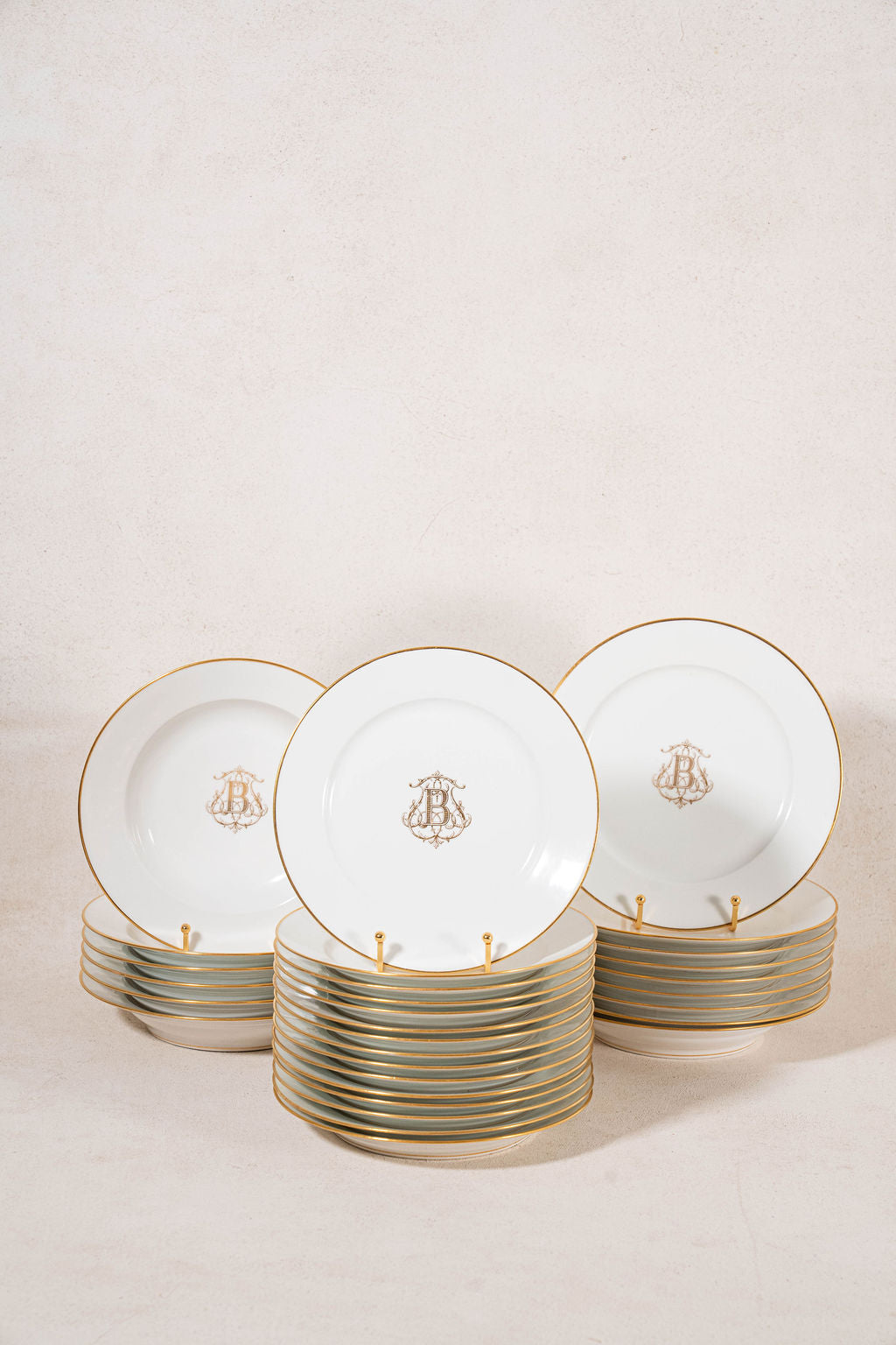55 PIECE COLLECTION | 19th Century French Sèvres Porcelain China Monogrammed with 'B' (c. 1874)