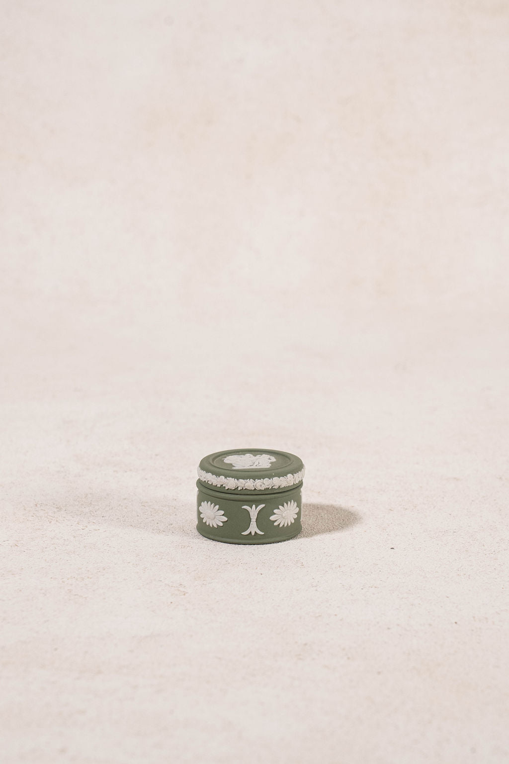 Wedgwood Sage Green Jasperware Circular Lidded Box