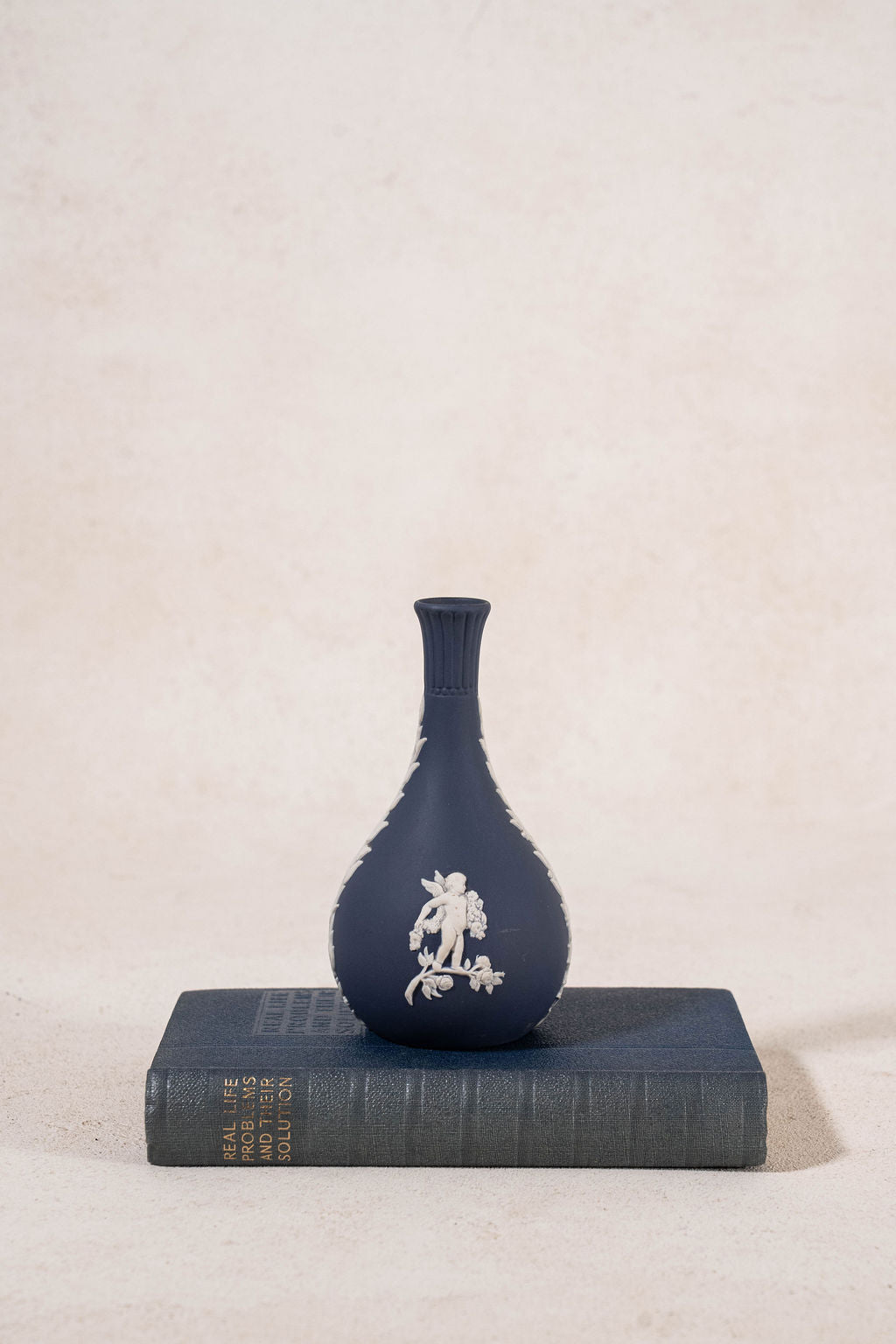 Vintage Wedgewood Jasperware Dark Blue Bud Vase