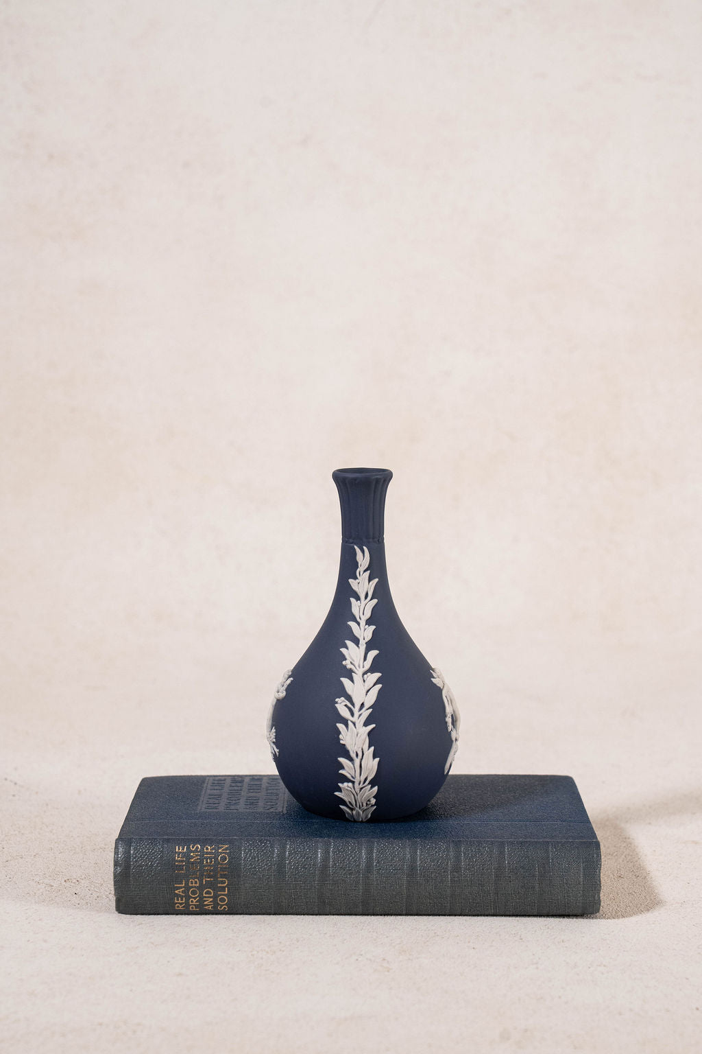 Vintage Wedgewood Jasperware Dark Blue Bud Vase