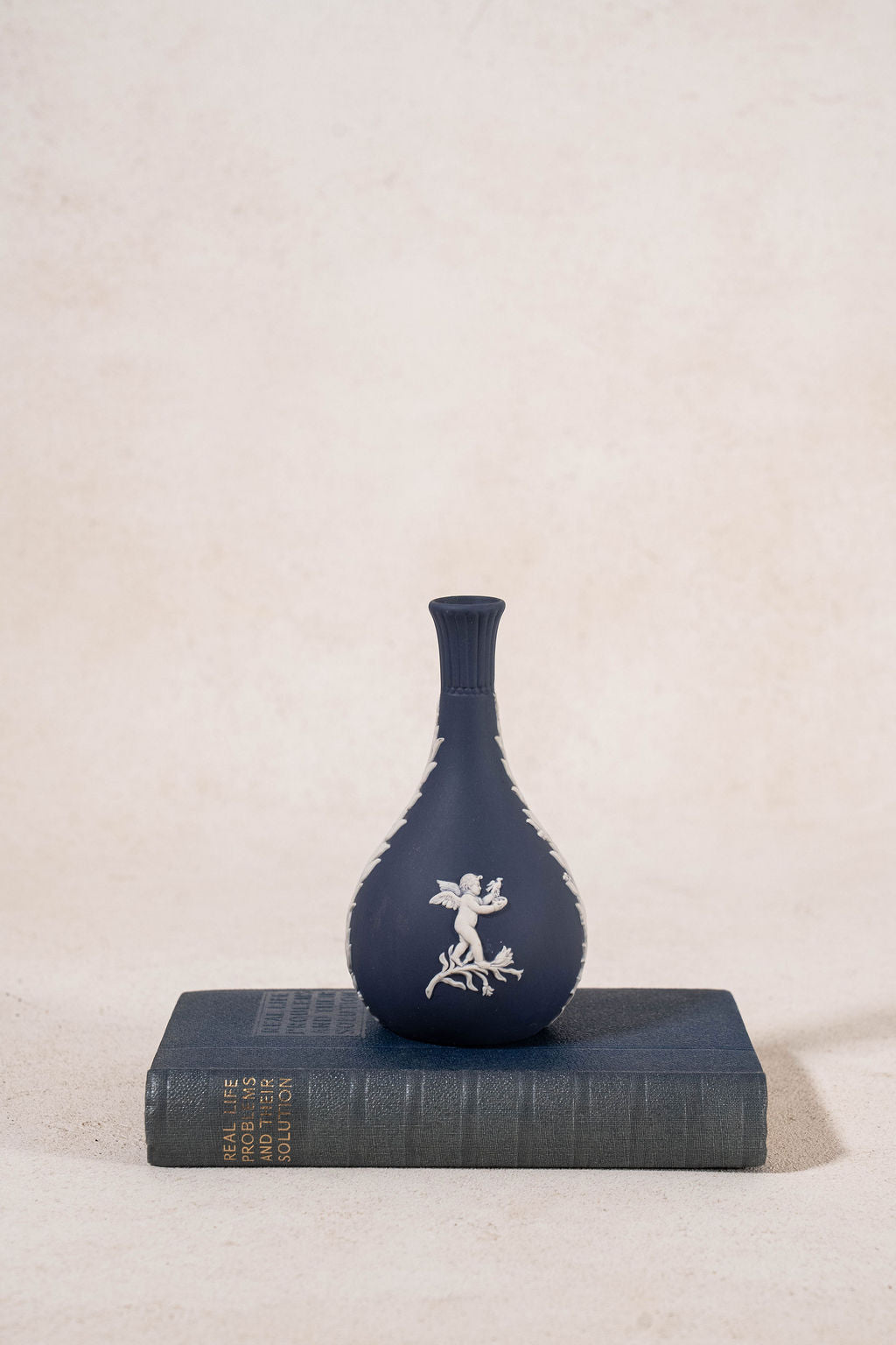 Vintage Wedgewood Jasperware Dark Blue Bud Vase