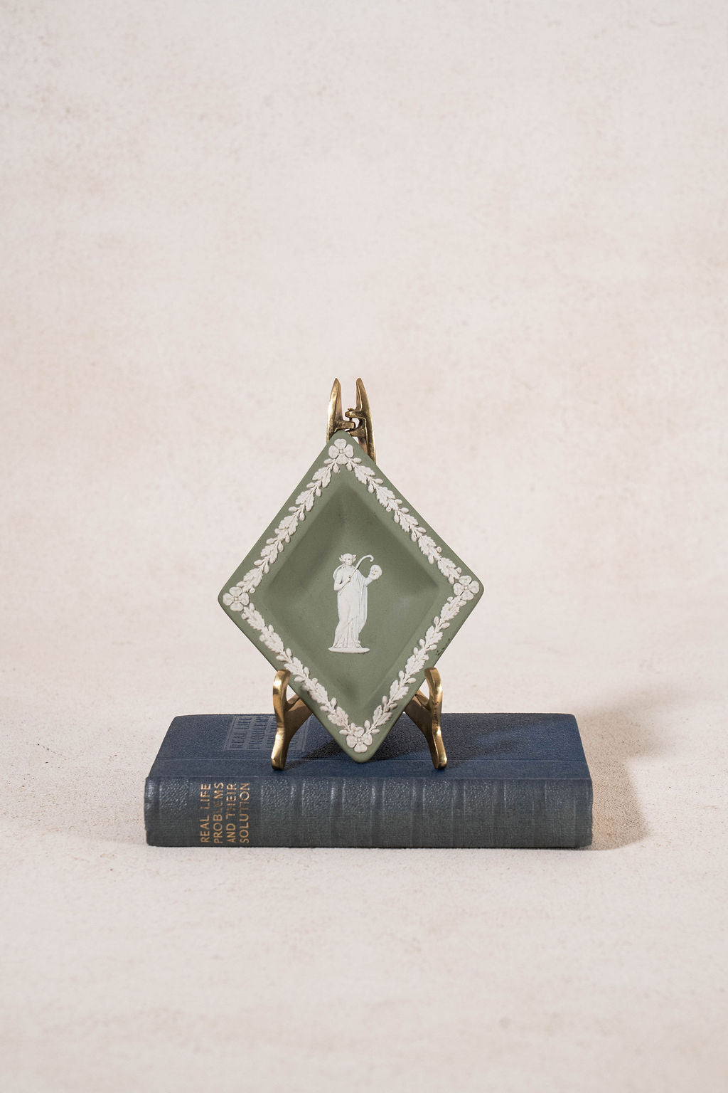 Wedgwood Sage Green Jasperware Diamond Trinket Dish