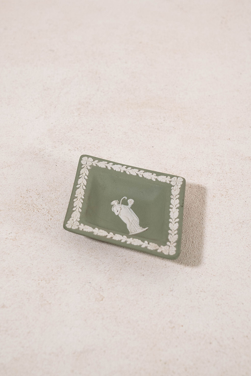 Wedgwood Sage Green Jasperware Diamond Trinket Dish