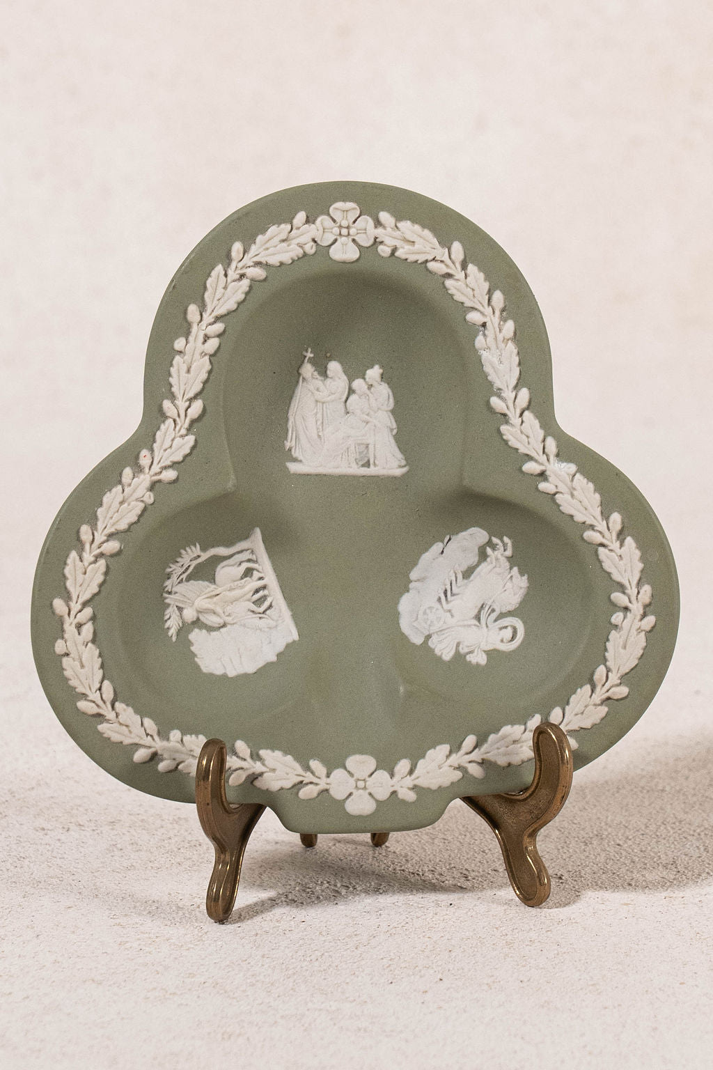 Wedgwood Sage Green Jasperware Club Trinket Dish