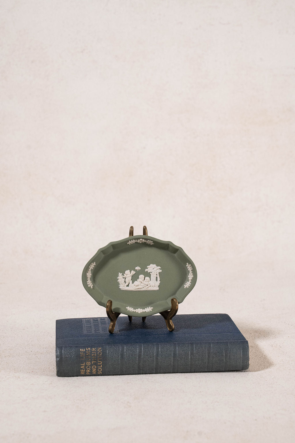 Wedgwood Sage Green Jasperware Scallop Oval Trinket Dish