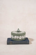 Load image into Gallery viewer, Wedgwood Large Sage Green Jasperware Circular Lidded Box
