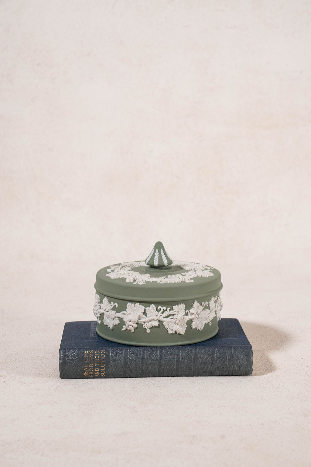 Wedgwood Large Sage Green Jasperware Circular Lidded Box