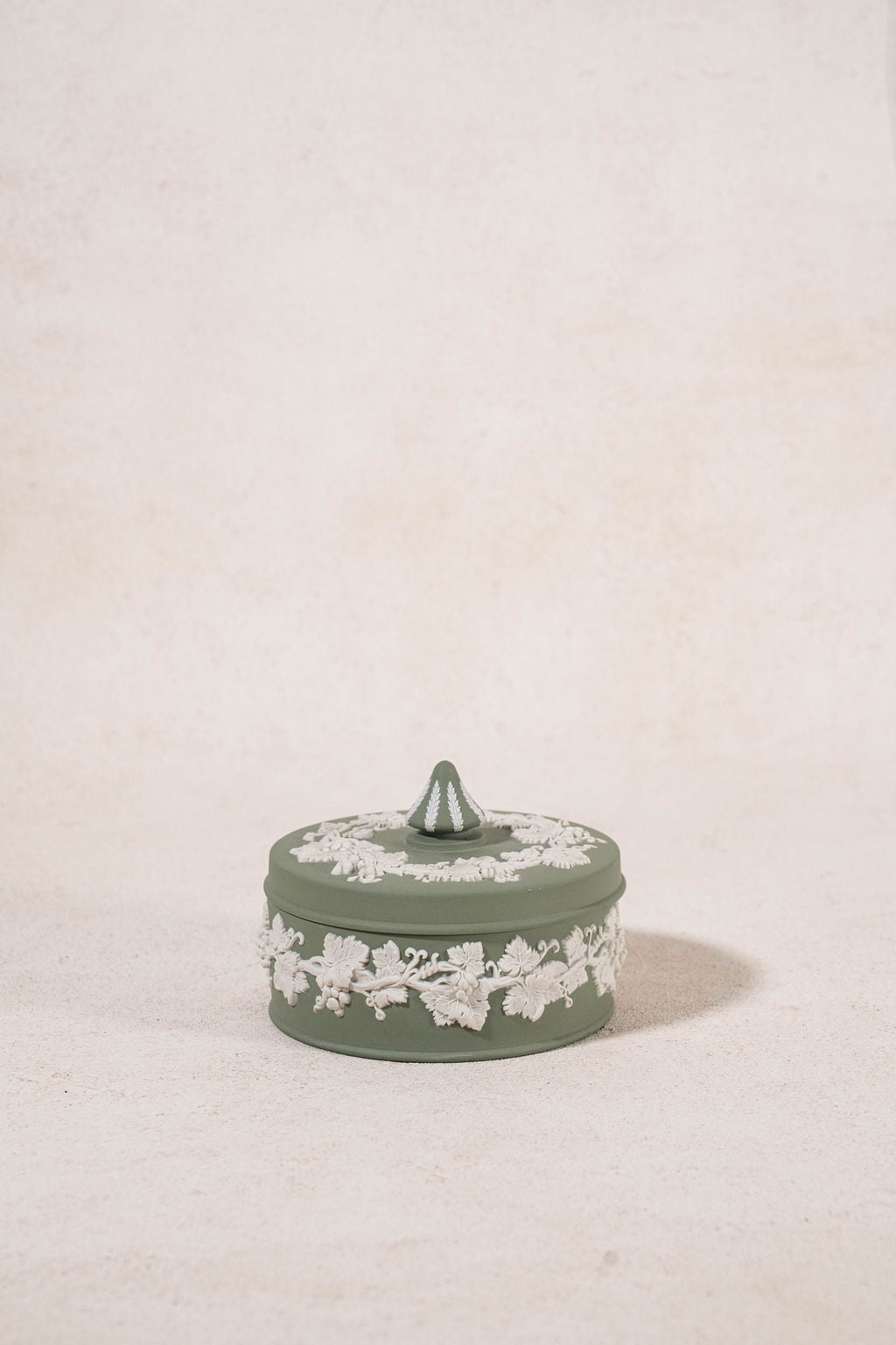 Wedgwood Large Sage Green Jasperware Circular Lidded Box
