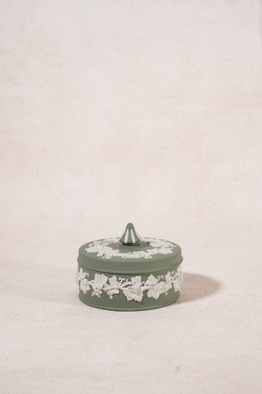 Wedgwood Large Sage Green Jasperware Circular Lidded Box