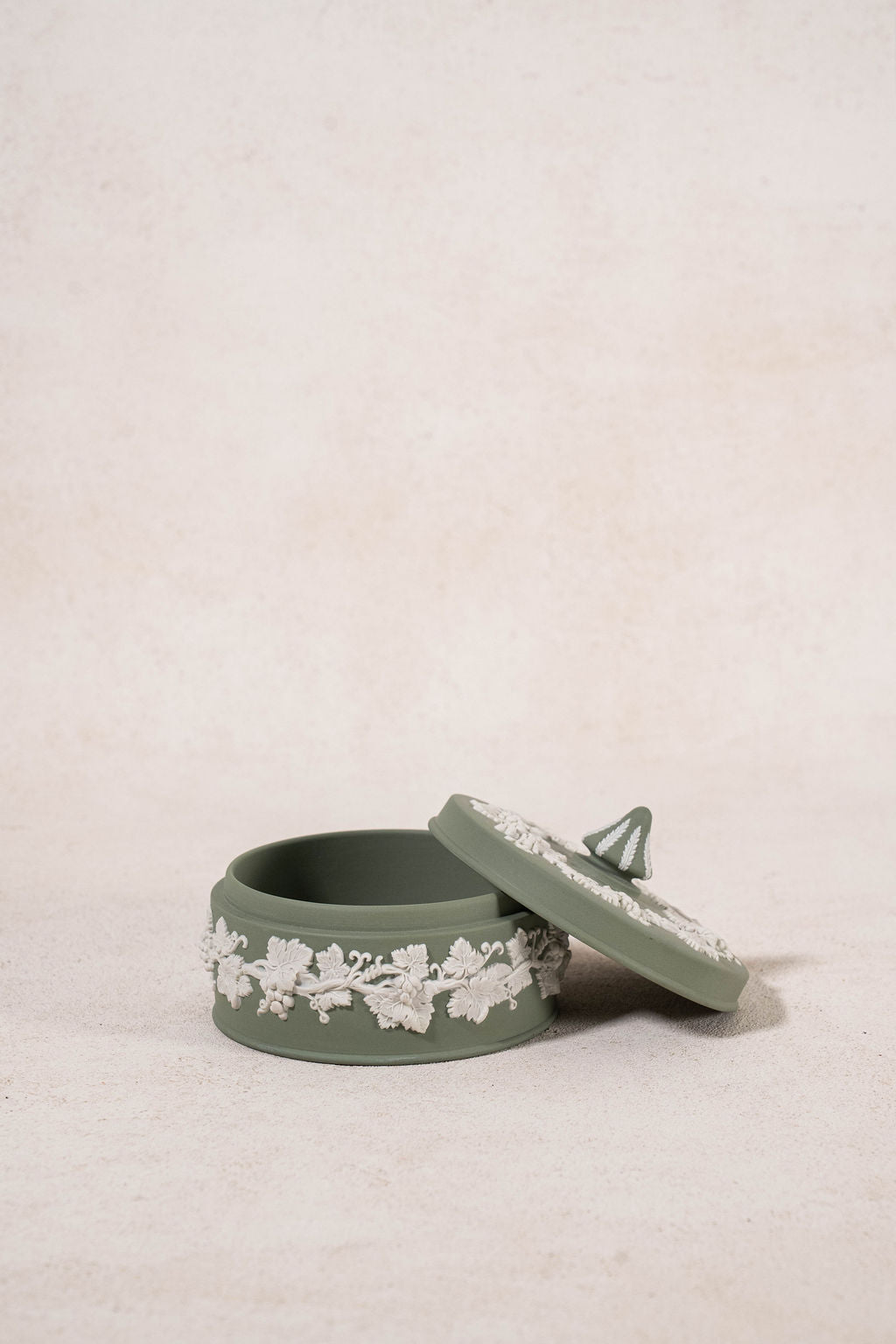 Wedgwood Large Sage Green Jasperware Circular Lidded Box