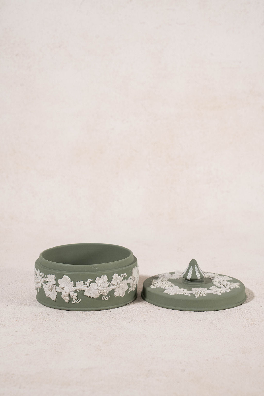 Wedgwood Large Sage Green Jasperware Circular Lidded Box