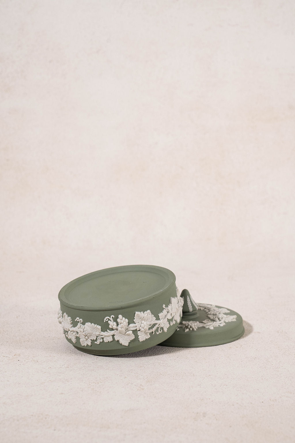 Wedgwood Large Sage Green Jasperware Circular Lidded Box