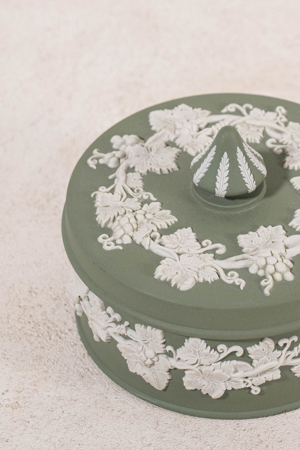 Wedgwood Large Sage Green Jasperware Circular Lidded Box