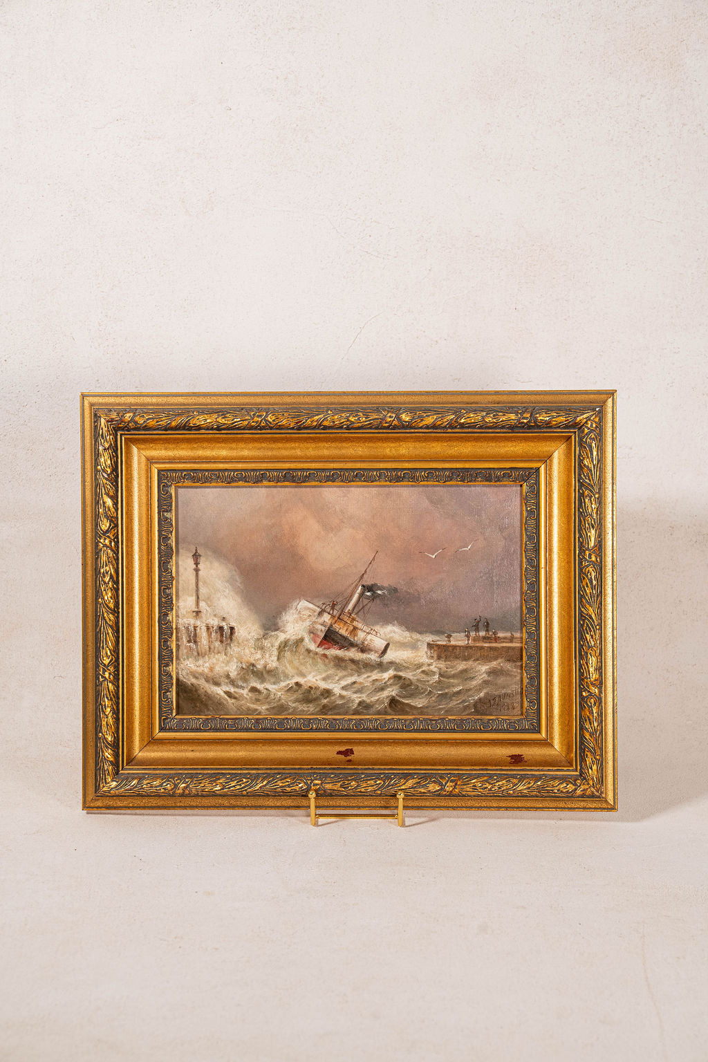 John Taylor Allerston (1828–1914), British — Paddle Steamer Entering Harbour, Signed & Dated 1888, Oil on Canvas
