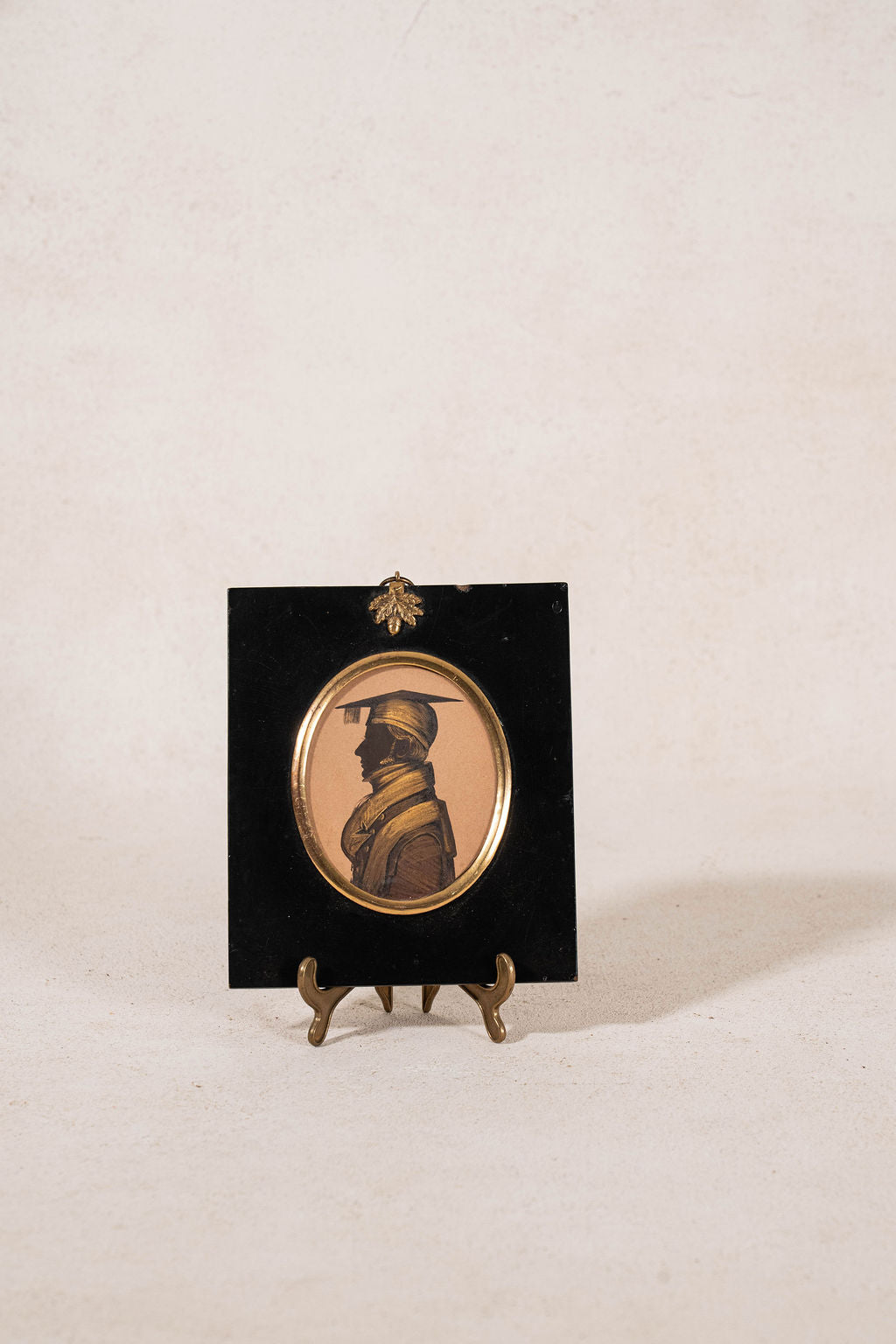 19th Century Framed Silhouette of a Military Graduate With Engraved Backing